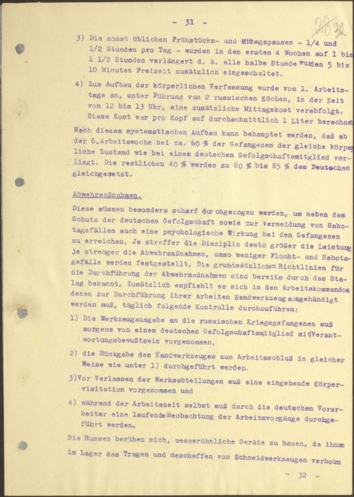 Vierteljahresbericht über Arbeitseinsatz russischer Kriegsgefangener, Berlin, 29. August 1942