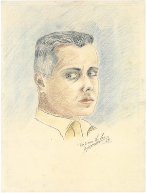 Selbstporträt, Zeichnung von Tiziano Di Leo, 1945 © Privatbesitz